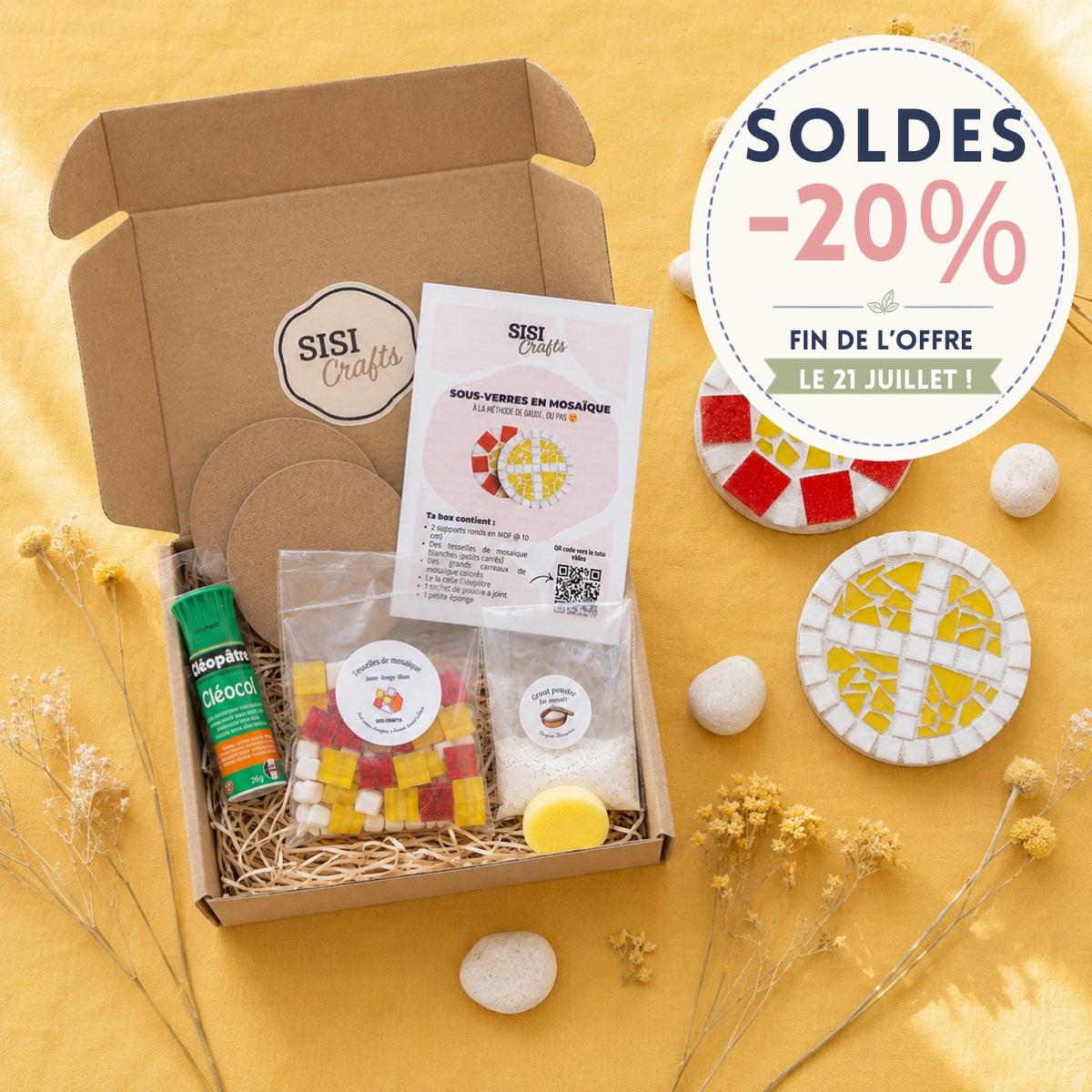 Box sous-verres en mosaïque