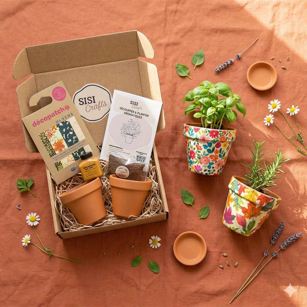 Box décoration de pots de fleurs & plantes aromatiques pour adultes SisiCrafts