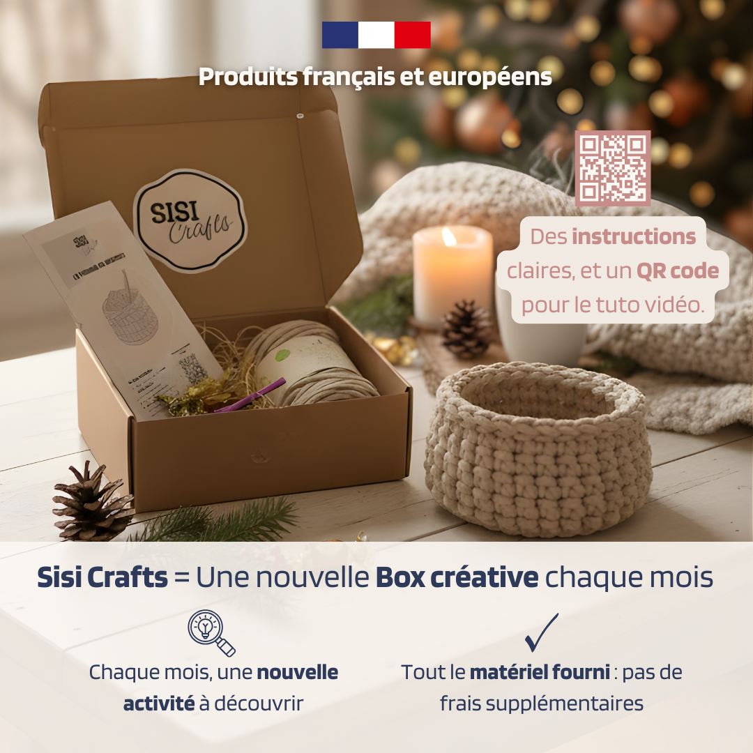 Box créative SisiCrafts ouverte avec matériel DIY et matières françaises